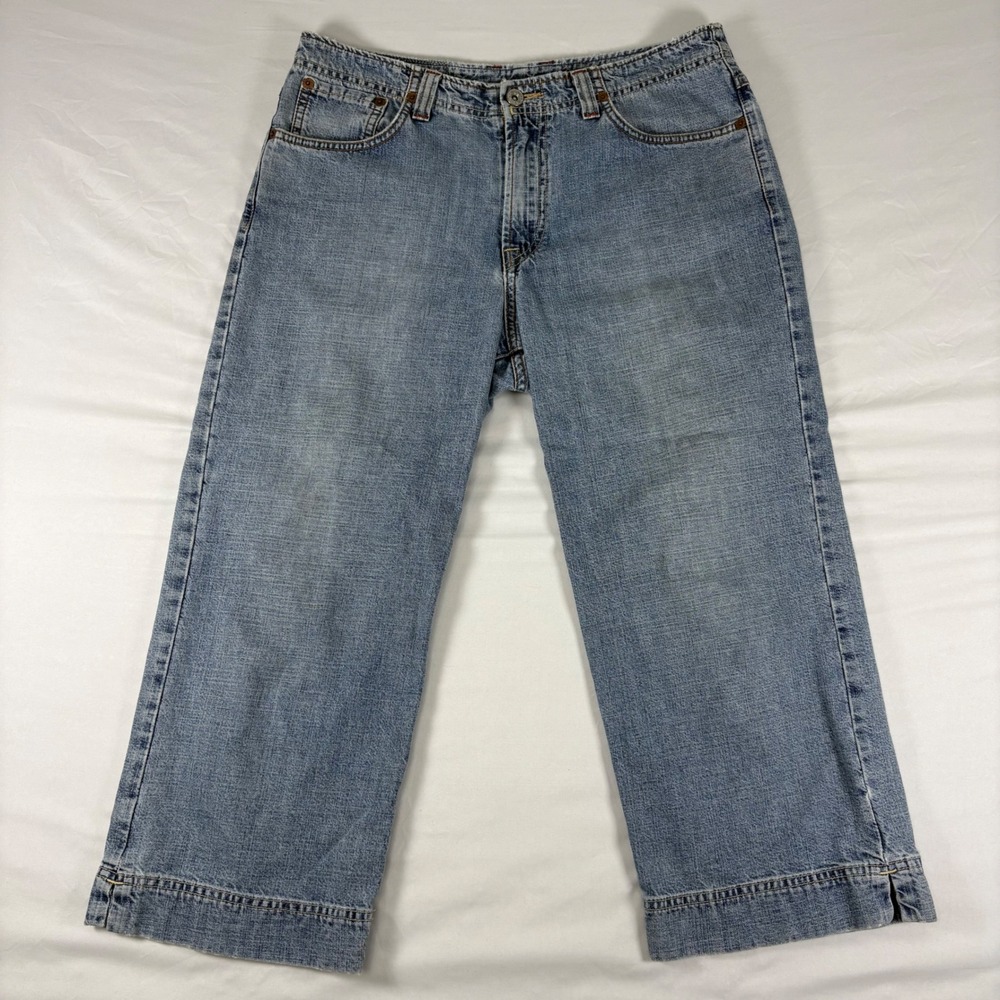 Lucky Brand Jeans Womens 10/30 Blue Revised Rancher Crop Wide Leg FILD010